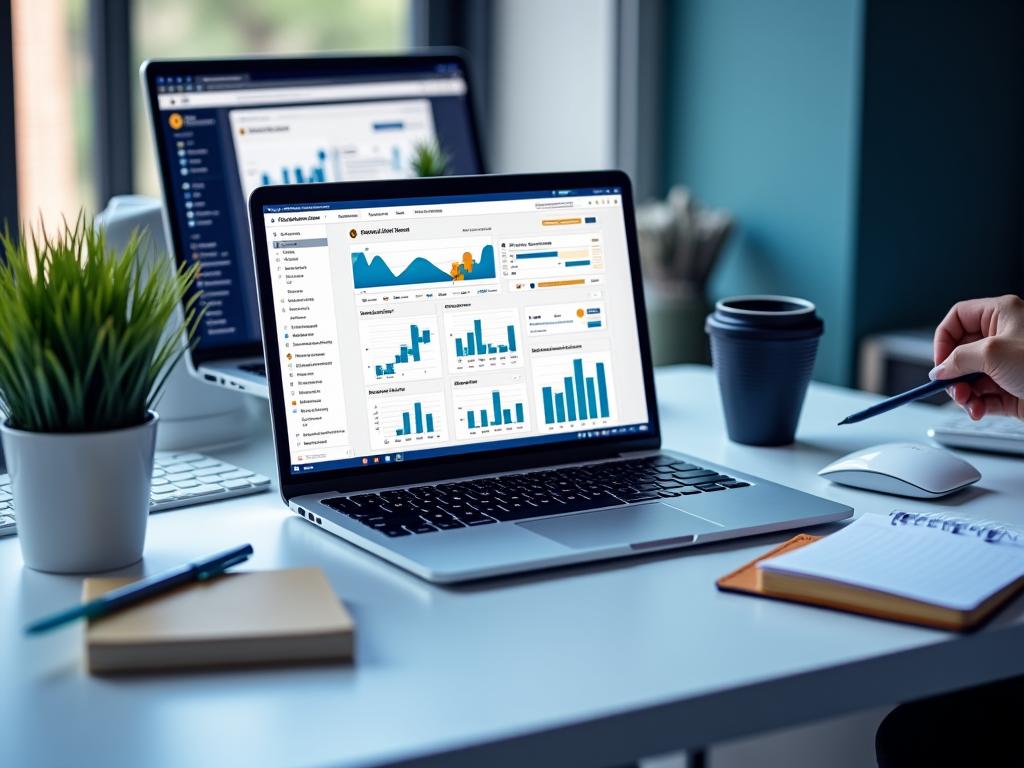 Social media manager creating personalized content strategy for F&B brands with analytics dashboard