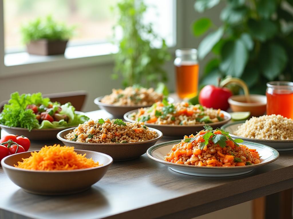 Nutritious Asian dishes with fresh ingredients showcasing wellness-focused food content